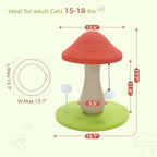 PETEPELA Mushroom Cat Scratching Post, Cat Scratcher Cute with 100% Sisal Covered Scratching Post & Pompoms Toy, Mushroom Cat Post for Indoor Cats | Wide weighted base stays steady; 17.7" post for kittens & small cats; 100% sisal scratching surface; po...