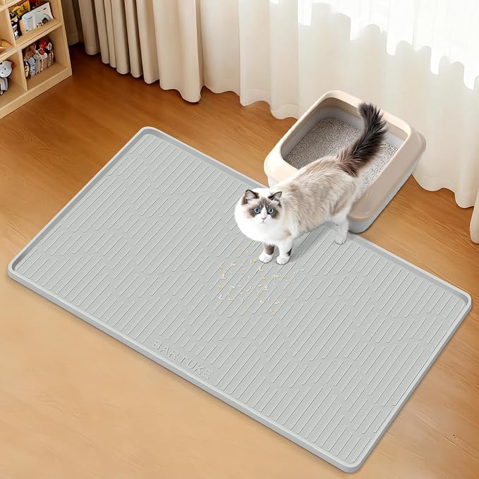 Silicone Cat Litter Box Mat 36"x 24" Extra Large Cat Rubber Mat | Cat Mat for Litter Box, Non-Slip, Waterproof Cat Litter Trapping Mat with Raised Edge, Kitty Litter Mat for Floor, Easy Clean