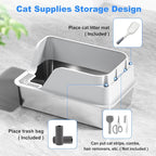 Non-Stick Stainless Steel Litter Box, XL Side Open Splash-Proof (White) | Leak-Proof Seamless Seal, Ellenpent Large Capacity, Cat Litter Box with Lid for Multi-Cats, Easy-Clean & Durable