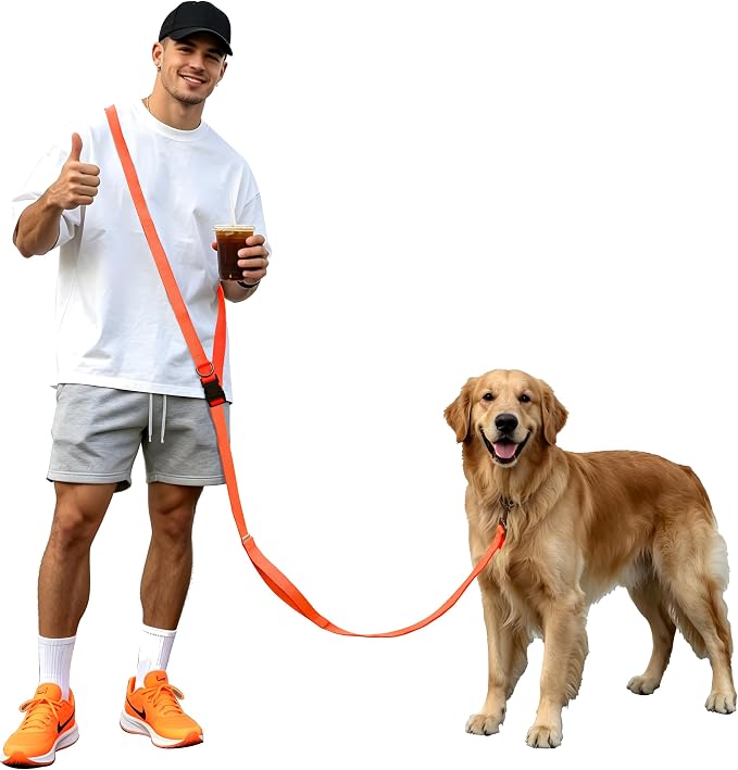 Hands Free Dog Leash,Galaxy Reflective,Crossbody Dog Leash,Orange | Galaxy Reflective • High Visibility • Emergency Control Handle • Heavy-Duty Hardware