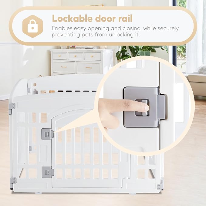 Simple Deluxe Dog Playpen, 24" Exercise 4-Panel Pet Playpen with Door, Safe and Secure, Folding and Portable Puppy Playpen for Puppies and Small Dogs, White