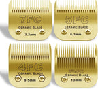 Gold Detachable Dog Blades Set Compatible with Andis/Oster A5 Grooming | Compatible with wahl km10 dog clipper,Made of Ceramic Blade & Stainless Steel Blade,Include 7FC/5FC/4FC/3FC 4 Pack
