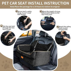 Dog Car Seat for Large/Medium Dogs - Memory Foam Dog Booster Seat for Under 55Lbs or 2 Small Dogs-Detachable and Washable Travel Bed with Thick Cushion and Storage Pockets-Black