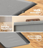 Cat Litter Mat 36"x24", Waterproof Litter Trapping Mat, Grey | Raised Edges Prevent litters, Diversion Grooves, Non-slip Backing, Easy to Clean