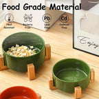 Petygooing Ceramic Dog Bowl Set with Stand, Cat & Dog Food and Water Bowls, Medium Size - Anti-Slip Set of 2 - 28 OZ /3.6 Cups - Rust Green