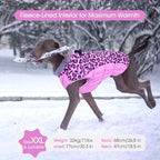 FUAMEY Dog Jacket for Large Dogs Warm Dog Jackets with Harness Built in | Dog Winter Jacket Cold Weather Snow Puppy Vest Water-Resistant Zip up Dog Fleece Jackets High Visibility Pink Leopard XXXL