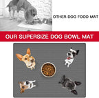 39.4"x29.5" Largest Pet Food Mat, Silicone Dog Mats for Food and Water, Nonslip Pet Feeding Mats for Floors,Dog Cat Bowl Mat with Raised Edges, Gray White