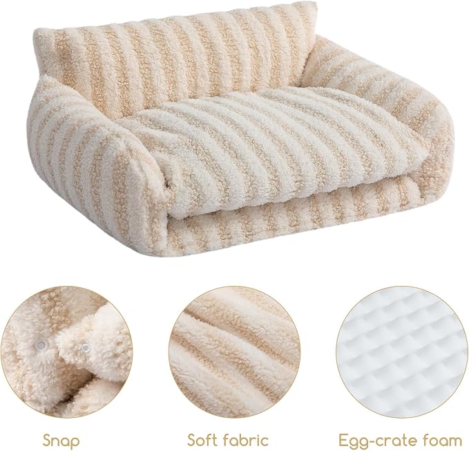 Hollypet Cat Bed Small Dog Orthopedic Couch Beds for Pets up to 13 lbs | Fluffy Multifunctional Double-Layer Warming Kitten Pet Couch Orthopedic Beds with Machine Washable Cover and Non-Slip Bottom