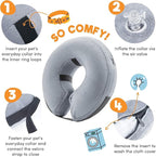 BENCMATE Inflatable Dog Cone Collar Alternative, Soft Dog Cone for Small Medium Large Dogs and Cats, Neck Recovery ECollar Donut Collar After Surgery (Large+, Grey)