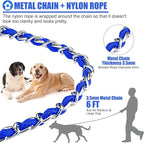 HOMIMP Chew Proof Dog Leash for Medium Large Dogs, Reflective 6 FT Heavy Duty Metal Chain Dog Leashes with Soft Padded Handle, Anti Bite Durable Rope Leashes for Pitbull, Non Chewable