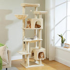 69" Tall Cat Tree for Indoor Cats Large Adult, Multi-Level Cat Tower | Multi-Level Cat Tree with Scratching Posts, Soft Padded Perch, 2 Dangling Toys