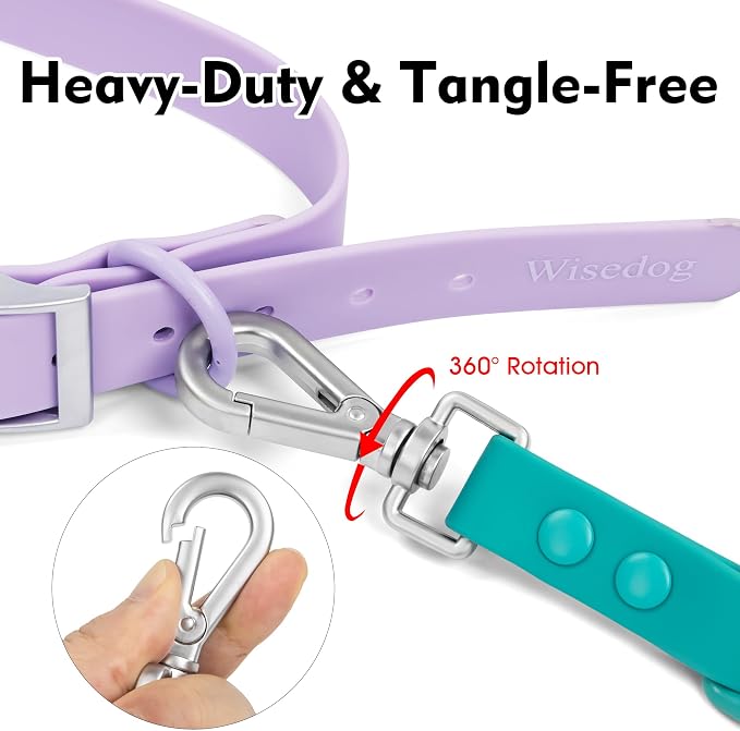 Wisedog Waterproof Dog Leash, Emerald Green, 5 ft × 3/4 in | Adjustable, 2 Metal Swivel Hooks, Easy to Clean, For Small, Medium, Large breed Dogs