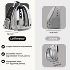 Lollimeow Cat Carrier Backpack, Expandable Bubble Pet Carrier for Cats and Small Dogs, Airline Approved Travel Backpack for Hiking, Walking & Outdoor Adventures - Supports up to 16 lbs