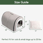 Hollypet Cat Bed Cave for Indoor Cats for Pets up to 20 lbs, Gray | Warm Cat Arched Cave Bed Condo, Covered Kitty House with Removable Washable Cushion, Cozy Enclosed Pet Bed for Small Dogs
