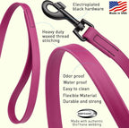 Dogline Biothane Waterproof Dog Leash Strong Coated Nylon Webbing with Black Hardware Odor-Proof Easy to Clean High Performance for Small or Large Dogs Made in USA 2 ft Lead, Magenta Pink