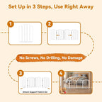 SNUOWU 16 Inch Full Metal Freestanding Short Dog Gate for Small Dogs, Foldable 4-Panel Pet Barrier, Expands Up to 48" Wide, Indoor Safety Fence for Doorway, Home & Stairs, White