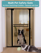 No Pawblems 55" Extra Tall Pet Gate, 29"-40" Wide Tall Dog Gate, Black | No Drilling Pressure Mounted, 1.37" Narrow Bar Spacing, Auto Close Tall Cat Gate for Doorway Hallway, One-Hand Operation
