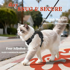 rabbitgoo Cat Harness and Leash Set, Escape Proof Vest, Black | Soft Breathable Mesh, Easy Adjustable Fit, Snap Buckles, Sturdy Clip, Reflective Strips, for Average Cats Walks, S