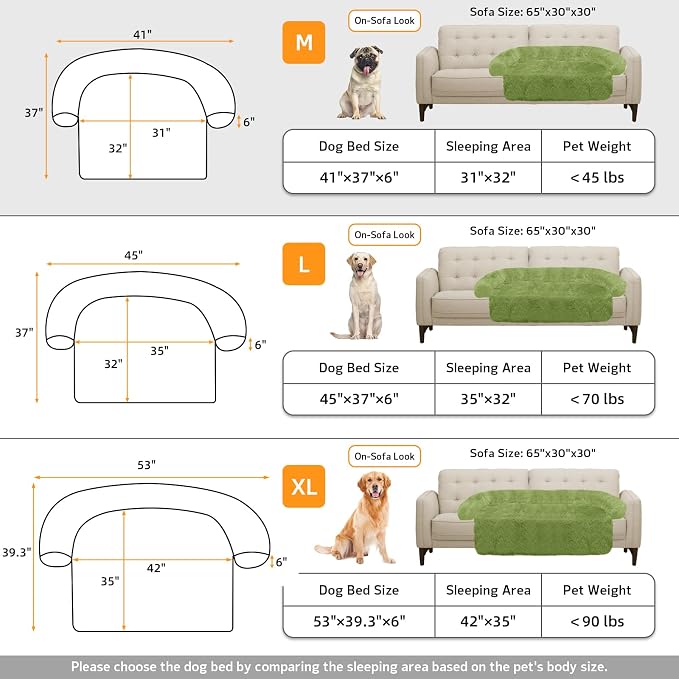 GGIB Calming Dog Bed Fluffy Plush Dog Mat for Furniture Protector with Removable Washable Cover for Large Medium Small Dogs and Cats (Medium, Grass Green)