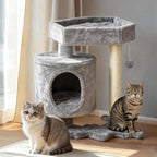 BEWISHOME Cat Tree with Scratching Post, Cat Tower for Indoor Cats | Cat Trees with Cat Bed for Adult Cat or kitten, Cat Condo and Cat Toy Balls Playful, Gray MMJ97G