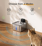 Cat Water Fountain Stainless Steel, 135oz/4L Cordless Pet Fountain for Cat | With 6 Pack Filters|Water & Battery Separation；Faucet Design；Wireless；4000mAh Battery