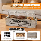 Dog Food Storage Container Pet Treat Organizers with 3 Jars Dog Stuff Dog Treat Container for Countertop Farmhouse Decor Gift for Pet Dog Cookie Cat Treat Jar
