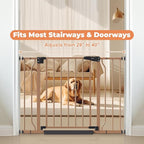 Baby Gate No Drilling, 29"-40" Dog Gate Indoor for Stairs & Doorways | Auto Close, Pressure Mounted Adjustable Pet Gate Indoor, Easy Walk Through Child Gate for Baby & Pet Stroller Friendly, Brown