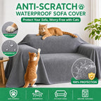 Loiion Cat Scratch Proof Furniture Protector Waterproof Sofa Cover 91"x71" | Pet-Friendly Couch Protector, Anti-Scratch & Anti-Slip Sofa Cover For Cats Dogs Kids, Machine Washable