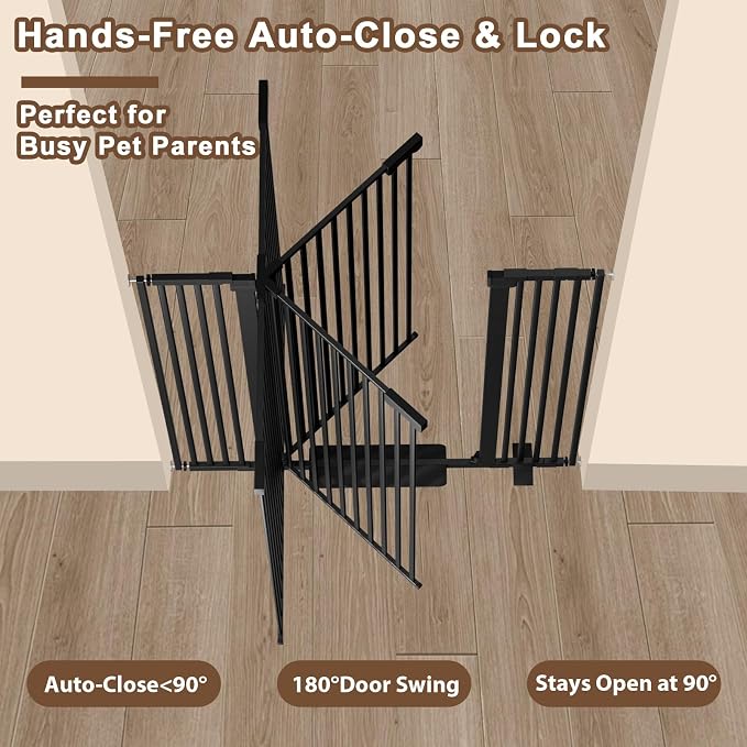 41" Extra Tall Baby Gate for Big Dog No Jumping Over, 30-49.2" Wide Pet Safety Gate Indoor for Doorways No Drilling,Auto Close Child Puppy Gates for Stairways Pressure Mounted (Black)
