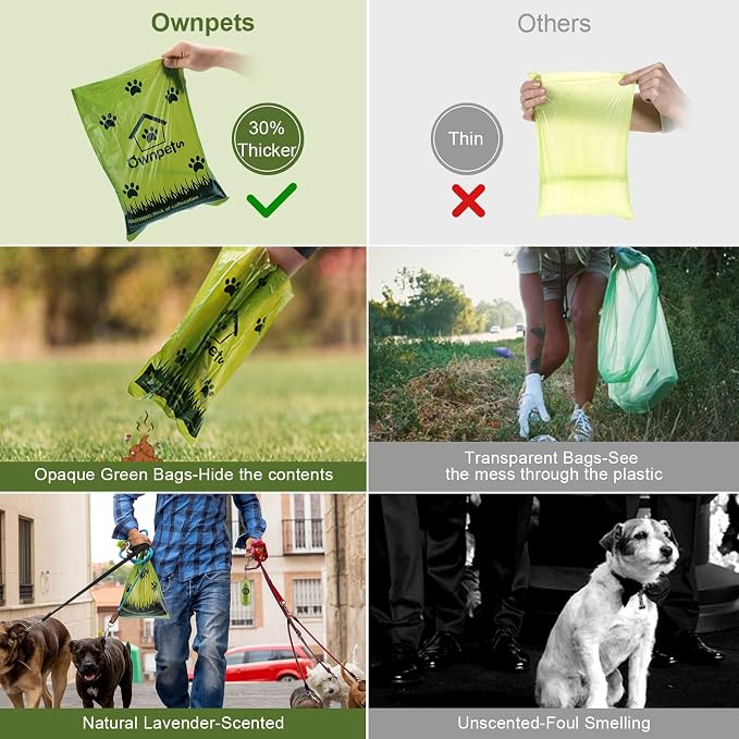 Ownpets Ultra Thick Lavender-Scented Dog Waste Bags, Leak-proof Large Pet Poop Bags for Dogs, 150 Count | Large 0.7lb capacity for big dogs, Extra strong HDPE material, Fits all dispenser, Odor maskings