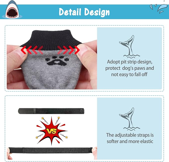 SCENEREAL Anti Slip Dog Sock to Prevent Licking Paws for Hardwood Floors, Boots & Paw Protector Shoes for Hot/Cold Pavement with Grippers, Double Sides Grips for Small Medium Large Senior Dogs