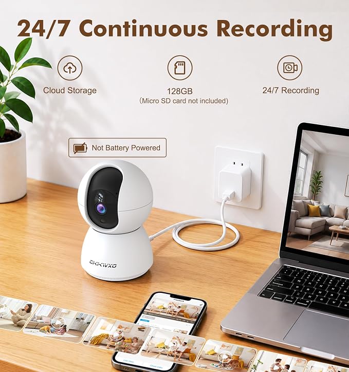 CiKiKWVO 2K Indoor Security Camera, Dual-Band WiFi Baby Pet Monitor, 2 Pack | Motion Detection, 360° Motion Tracking, IR Night Vision, Two-Way Talk, Smart Tracking for Home, Baby and Pet Monitoring