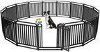 Puppy Playpen Dog Playpens Fence Outdoor Thickened Metal Tube, Low Threshold Dog Play Pen Indoors, 32" Height 16 Panels for Small/Medium/Large Dogs (Black)