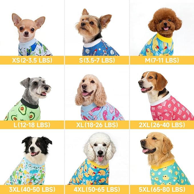 XPUDAC 4 Pieces Dog Pajamas for Large Dogs Pjs Clothes Puppy Onesies Outfits for Doggie Duck Shirts Sleeper for Pet Cats Jammies-5X-Large
