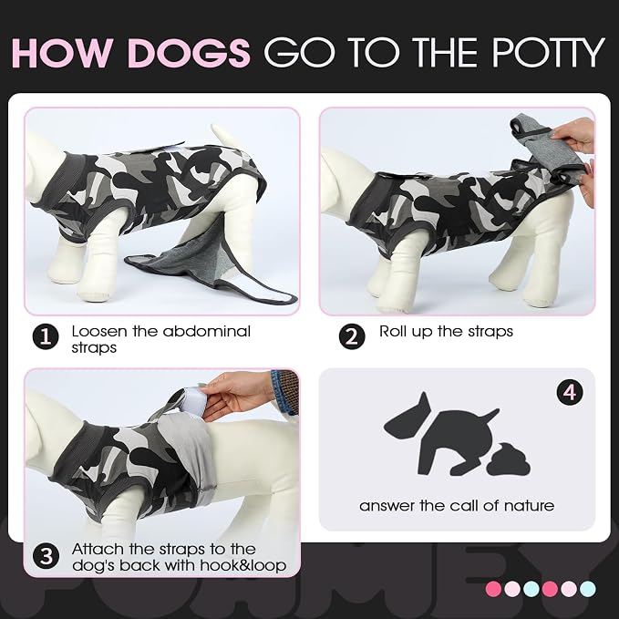 FUAMEY Dog Surgery Recovery Suit, Soft Breathable Neuter Suit for Male Dogs | Post Neuter Surgery Suit, Alternative to Cone of Shame, Wound Care for Dogs, Anti-lick Dog Recovery Suit Camouflage XL