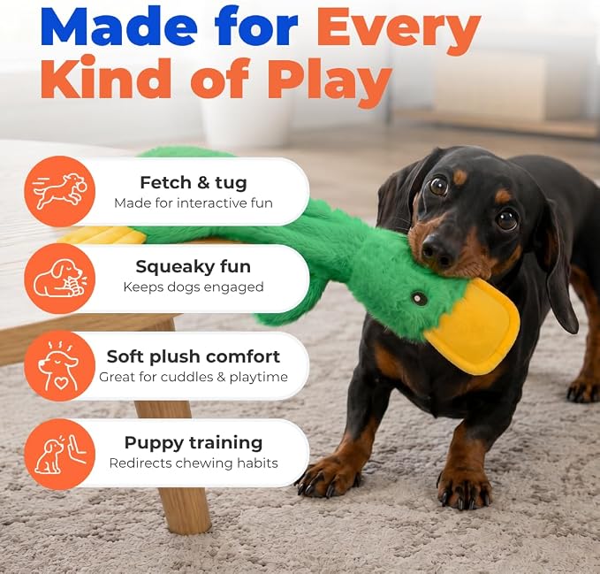 Best Pet Supplies Squeaky Dog Toys with Soft Durable Fabric for Small, Medium and Large Pets Interactive Toy for Indoor Play, Supports Active Biting and Play - Green