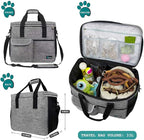 PetAmi Dog Travel Bag Organizer, Pet Travel Kit with 2 Food Containers & 2 Collapsible Dog Bowls, Pet Supplies Tote with Luggage Sleeve, Weekend Road Trip Camping Essentials, Gray, Large