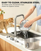 Cat Water Fountain Stainless Steel 74oz/2.2L with 3 Filters & 3 Sponges | Indoor Pet Water Dispenser-Automatic Silent Small Dog Fountains for Drinking-Auto Metal Watering Bowls-Gifts for Kitty Animal
