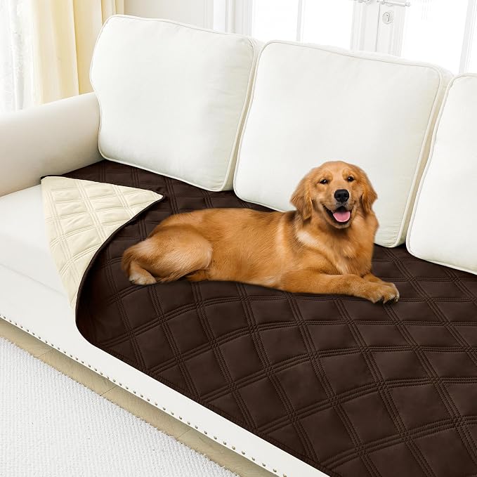 Smiry Waterproof Dog Bed Cover, Reversible Pet Blanket for Sofa Couch | Soft Washable Dog Blanket, Leakproof Couch Cover for Dogs Cats & Furniture Protection, 40x70, Chocolate/Beige
