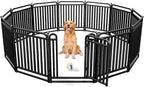 Puppy Playpen Dog Playpens Fence Outdoor Thickened Metal Tube, Low Threshold Dog Play Pen Indoors, 32" Height 12 Panels for Small/Medium/Large Dogs (Black)