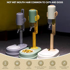 Pet Standing Water Dispenser Cat Dog Standing Ceramic Bowl Automatically Feeding Water Height Adjustable Detachable Pole (Gray, Large)