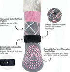 BEAUTYZOO 6PCS Dog Socks to Prevent Licking Paws, Anti Slip Dog Shoes for Hot Pavement Hardwood Floors, Traction Control Boots & Paw Protectors for Small Medium Large Senior Dogs, Pink&Grey L