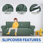 MAXIJIN Super Stretch Couch Cover for 3 Cushion Couch, 1-Piece Universal Sofa Covers Living Room Jacquard Spandex Furniture Protector Dogs Pet Friendly Fitted (Large, Pea Green)