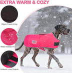 BEAUTYZOO Dog Winter Coat for X-Large Dogs Waterproof, Warm Reflective Great Dane Oxford Canvas Jacket, Fleece Dog Cold Weather Coats Windproof for Female Male Dogs, Rose Pink XL