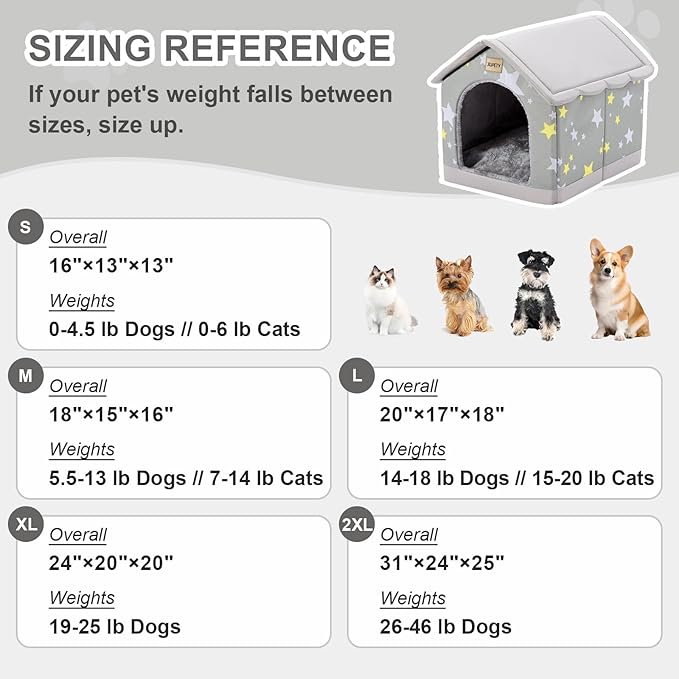 Jiupety Dog House Indoor, M Size Indoor Dog House for Medium and Small Dog, Warm Cave Sleeping Nest Bed for Cats and Dogs, Gray
