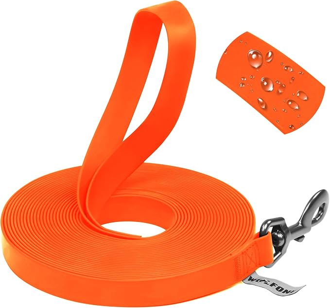 Wolfone Waterproof Dog Leash 40FT Long Line Recall Training Lead | Outdoor Dog Leash: Waterproof PVC coated training rope with easy clean design, great for recall swimming and adventures