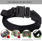 Tactical Dog Collar Adjustable Military Nylon Dog Collar with Control Handle and Heavy Duty Metal Buckle for Medium and Large Dogs (Black,L)