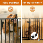 BFNN Chewproof Steel Dog Gate Indoor, 120" Extra Wide Freestanding Fence | Flexible Space Control | With Walk-Thru Door | 24" Tall Heavy Duty Barrier | Foldable | No Drill | For Small & Medium Puppy