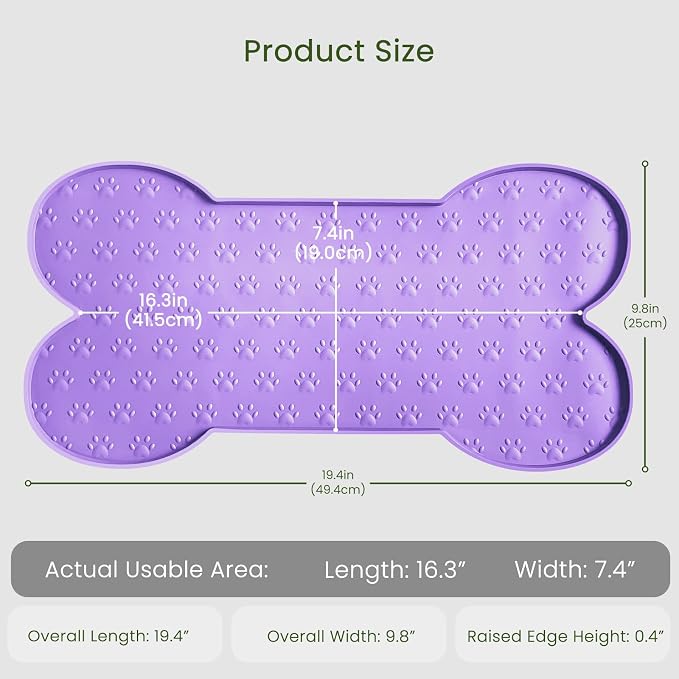 PWTAA Dog Food Mat Anti-Slip Silicone Dog Bowl Mat Thicker Pet Placemat Waterproof Cat Feeder Pad with Raised Edge Puppy Kitten Feeding Mats Suitable Small Medium-Sized Dogs Cats Eating Tray - 2PCS