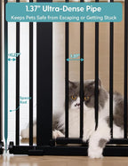 No Pawblems 55" Extra Tall Pet Gate, 29"-40" Wide Tall Dog Gate, Black | No Drilling Pressure Mounted, 1.37" Narrow Bar Spacing, Auto Close Tall Cat Gate for Doorway Hallway, One-Hand Operation